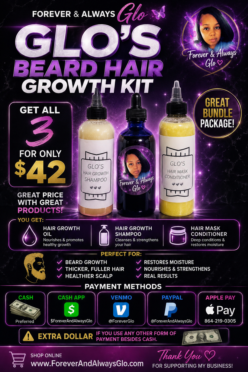 GLO's Hair & Beard Growth Oil Bundle